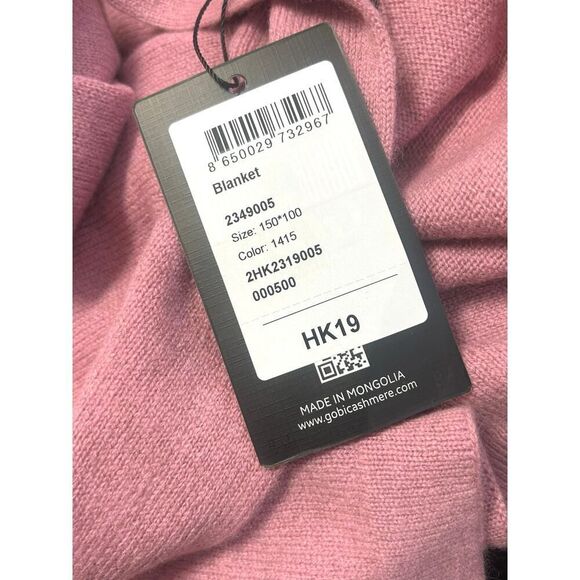 NWT Gobi Mongolian Pink Cashmere Throw/ Wrap 39” x 53” - Picture 5 of 6